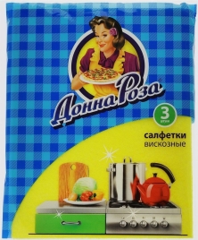 ДОННА РОЗА Салфетка вискозные 3шт. *38