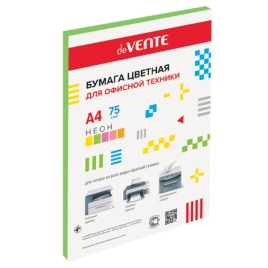Бумага " deVente " неон А4 75г/м 50л зеленая(Бумага цветная для офисной техники "deVENTE" A4 50 л, 7