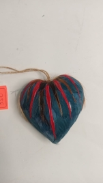 Елочная игрушка сердечко 9см 21-132 (бирюзовый)