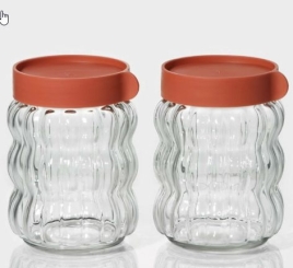 Банки для сыпучих Доляна «Коралл», 500 мл, 9×12.5 см, набор 2 шт., с пластиковой крышкой, стекло, пр