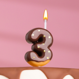 Свеча в торт "Шоколадная глазурь", цифра "3"   7003950