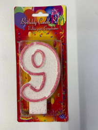 Свеча для торта цифра" 0-9 " 7*12см цветной ободок, блестки