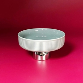 163-003 Конфетница 15,5х8,5см на ножке MULTICOLOR в под.уп.(х18)Фарфор