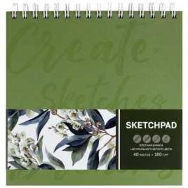 Скетчпад, акварельная бумага  160/м2, 210*210мм, 40л, спираль, офсет, без линовки, обложка - мелован