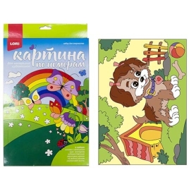 Картина по номерам " Lori " 20*28,5см Щенок-озорник, состав набора: основа на картоне с контуром, кр