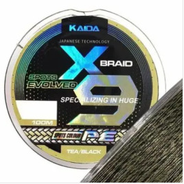 Плетенка SPOTS EVOLVED X9 цвет спортивный 2D (черный+зеленый) 100м 0,30мм 28,33кг