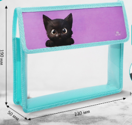 Папка д/тетрадей А5 клапан на липучке пластик 190*230 ПМ-А5-03 Calligrata дев "Котик черный 10128101