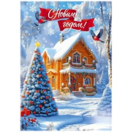 Письмо Деду Морозу и Снегурочке " Открытая планета " 406 Дом в лесу, елка, 210*295мм, мелованная бум