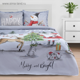 Комплект: пододеяльник и 2 наволочки Merry&Bright  175*215 см/50*70 см - 2 шт, 100% хлопок 4562113