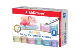 Гуашь " Erich Krause " Pastel  6цв*20мл, картонная упаковка(Гуашь ErichKrause® отличает высокая крою