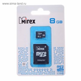 Карта памяти Mirex microSD, 8 Гб, SDHC, класс 4, с адаптером SD  2890985