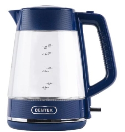 Чайник Centek CT-1014 (синий) стекло 1.7л, 2200Вт, STRIX контроллер, LED, Защита от перегрева, 10317