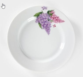 Тарелка Добрушский завод «Сирень», d=20 см, фарфор, белая