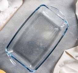 Форма для запекания Paşabahçe Borcam, 1.3/0.9 л, 28.6×16×5 см, с крышкой, прямоугольная, жаропрочное