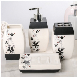 Набор аксессуаров для ванной комнаты «Грация», 4 предмета (дозатор 400 мл, мыльница, 2 стакана)