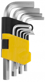 Набор STAYER ключей имбусовые короткие Cr-V сатинированное покрытие пластик дер. 2740-Н9