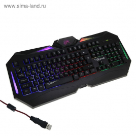 Клавиатура Qumo Dragon War Spirit, игровая, проводная, подсветка, 104 клавиши, USB, чёрная 1401507