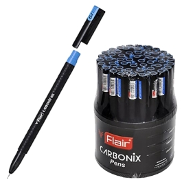 Ручка гелевая " Flair " Carbonix-II синяя 0,5мм, игольчатый пишущий узел, темный карбоновый корпус