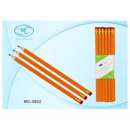 Карандаш ч/гр " Basir " HB с ластиком, шестигранный, деревянный, цвет корпуса - желтый