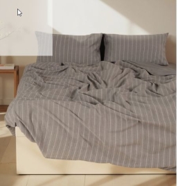 Постельное бельё 2-спальное SL Home Cotton lace, жаккард, серое в полоску