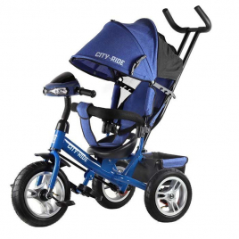 Велосипед трехколесный City-Ride надувные колеса синий 12/10 CR-B3-05DBL