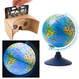 Глобус " Globen " Земли зоогеографический 210мм, интерактивный, с подсветкой от батареек, на подстав