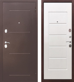 Дверь металлическая ГАРДА 7,5 см медный антик белый ясень 960 правая