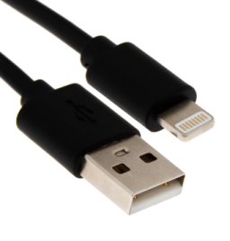 Кабель Windigo, Lightning - USB, 2 А, зарядка + передача данных, TPE оплетка, 1 м, черный   7108437