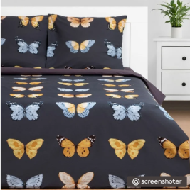 КПБ Этель 2 сп Butterfly dance 175*215 см, 200*220 см,70*70 см -2 шт,поплин 9308515