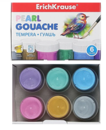 Гуашь " Erich Krause " Pearl 6цв*20мл, картонная упаковка