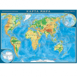 Карта-пазл " Геоцентр " Мир 33,5*23,5см, в упаковке с европодвесом