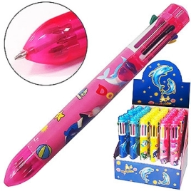 Ручка шариковая автоматическая " KWELT " Dolphin в дисплее многоцветная (8 цветов: розовый, фиоле