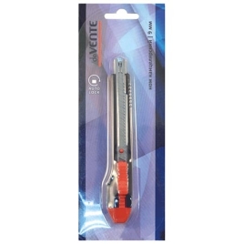 Нож канцелярский " deVente " 9мм, пластиковый корпус, автоматическая блокировка лезвия, картонный бл