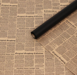 Бумага крафт ,двухстороняя, черный -газета , 0,6  х 10 м 6915293