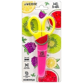 Ножницы детские " deVente " Tutti-Frutti. Watermelon, 13,5см, пластиковые, защитный футляр с каучуко