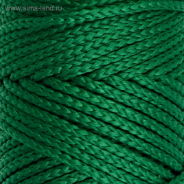 Шнур для вязания без сердечника 100% полиэфир, ширина 3мм 100м/210гр, (49 т. зеленый) 2862187