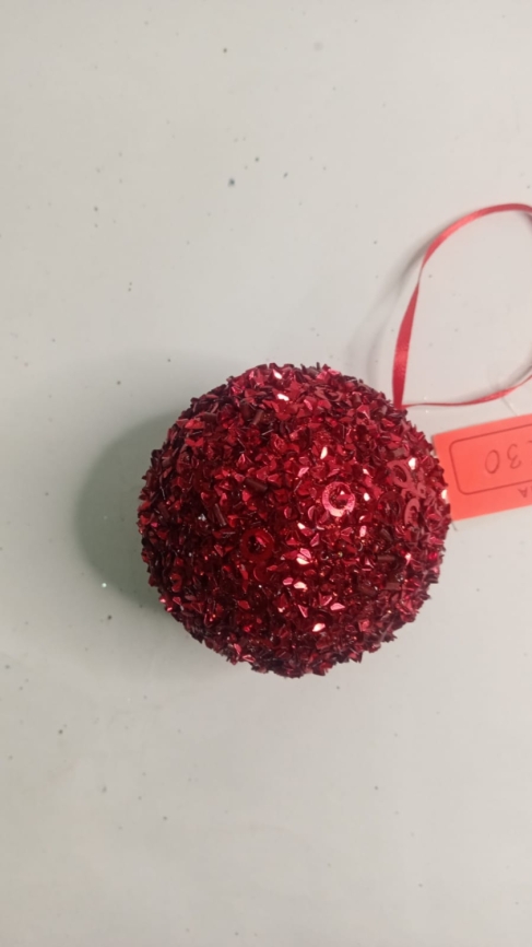 Елочная игрушка шар 7,5см 21-125 (красный) фото 1
