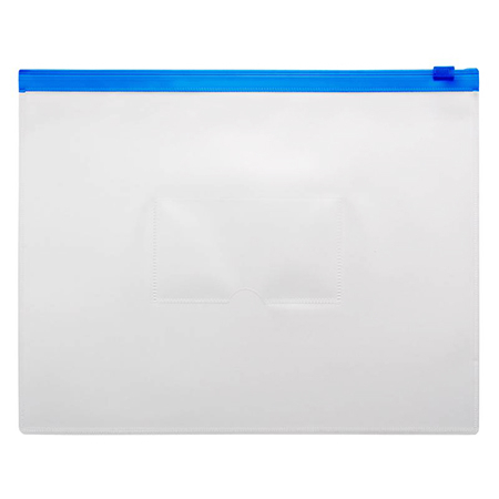 Папка на молнии " KWELT " МАЛЫЙ ФОРМАТ А5 Zip Синяя, пластиковая 0,15мм, карман для визитки, однотон фото 1