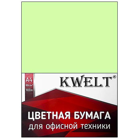Бумага " KWELT " пастель А4 80г/м 100л салатовый фото 1