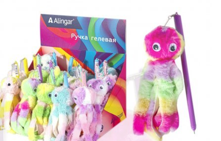 Ручка гелевая Alingar "Осьминожка", 0,5 мм, синяя, игольчатый наконечник, круглый цветной пластиковы фото 1