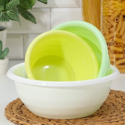 Комплект мисок: 3шт, 1,2л; 2,1л; 3,2л, d18; 27; 21.9,  цвет микс 4415958 фото 1