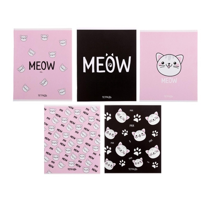Тетрадь 48л кл MEOW, обл мел карт, блок офсет, 5вид МИКС 4841454 фото 1