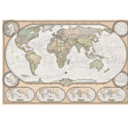Карта настенная " Геоцентр " Мира Политический Ретро 120*80см, масштаб 1:35млн, антибликовая ламинац фото 1