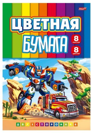 Бумага цветная Проф-Пресс, 166х240 мм, двухсторонняя, немелованная, 8 листов, 8 цветов, скрепка, "Бо фото 1