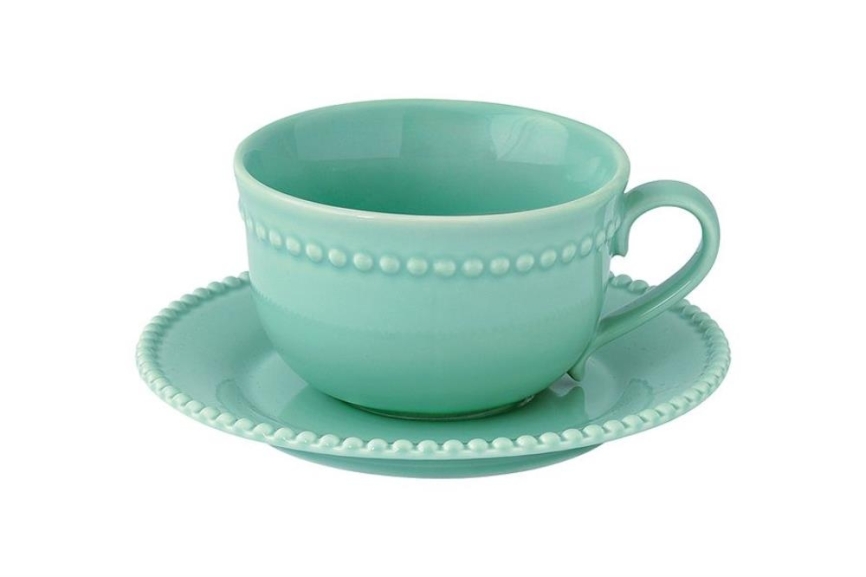Чашка с блюдцем 0.11л (аквамарин) "Tiffany" без инд.упаковки. фото 1