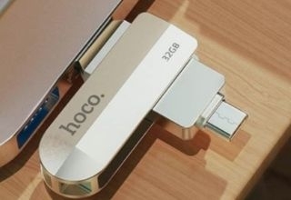 Флешка OTG Hoco UD10 Wise, 64 Гб, USB3.0, USB/Type-C, чт до 120 Мб/с, зап до 30 Мб/с, металл 9326078 фото 1