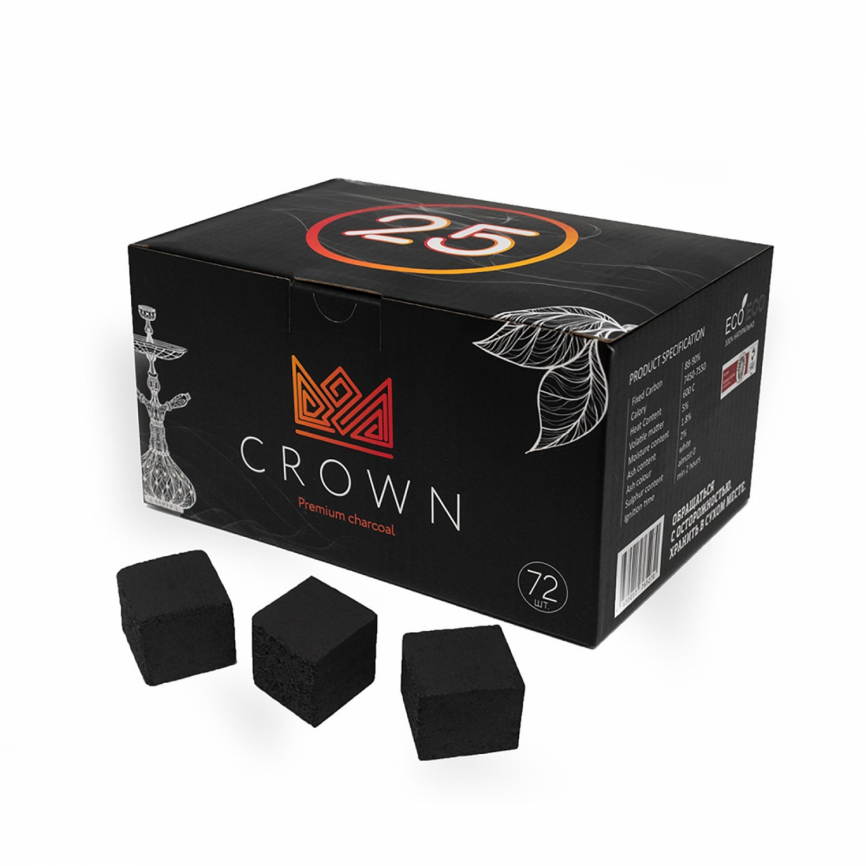 Уголь для кальяна Crown, 72 кубика, 25 мм 9295710 фото 1