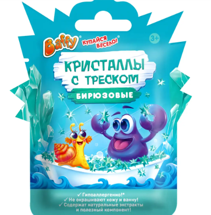Кристаллы с треском детские, бирюзовые, 10 г Baffy D0167-T (20) (01.07.2029, 10228020/190325/5042196 фото 1