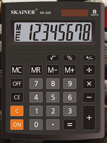 Калькулятор " Skainer " 8-разрядный 103*137*31мм, черный, одноуровневая память, операция изменения з фото 1