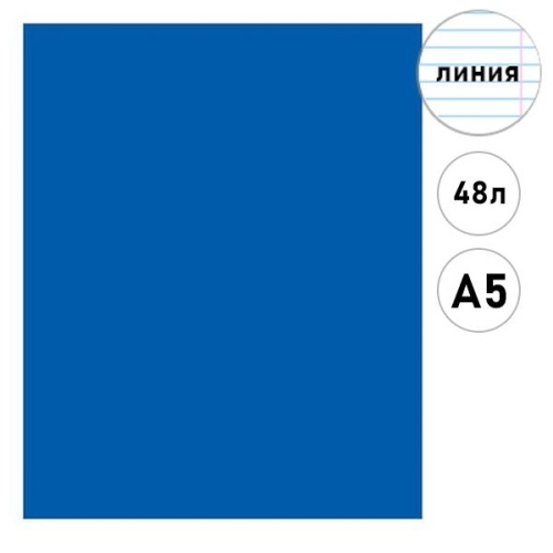 Тетрадь А5  48л линия " Академия Групп " Синяя, офсет, на скобе, обложка - мелованный картон, ВД-лак фото 1